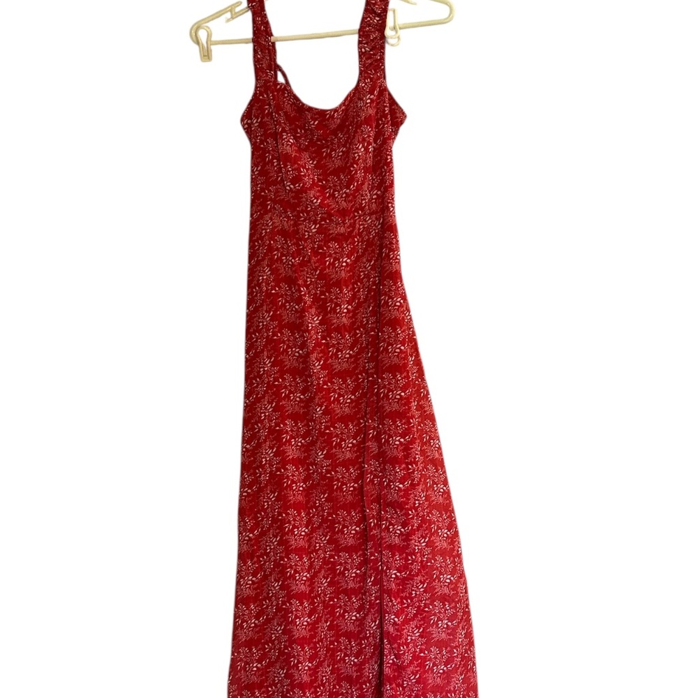 Red print, lace up back, Lulus dress Small  Party Vacation
